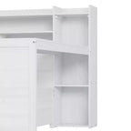 Lit de repos en bois Bellemave avec étagères de rangement, 2 tiroirs et bureau intégré, lit multifonctionnel peu encombrant, taille jumeau/double, naturel ou blanc antique.