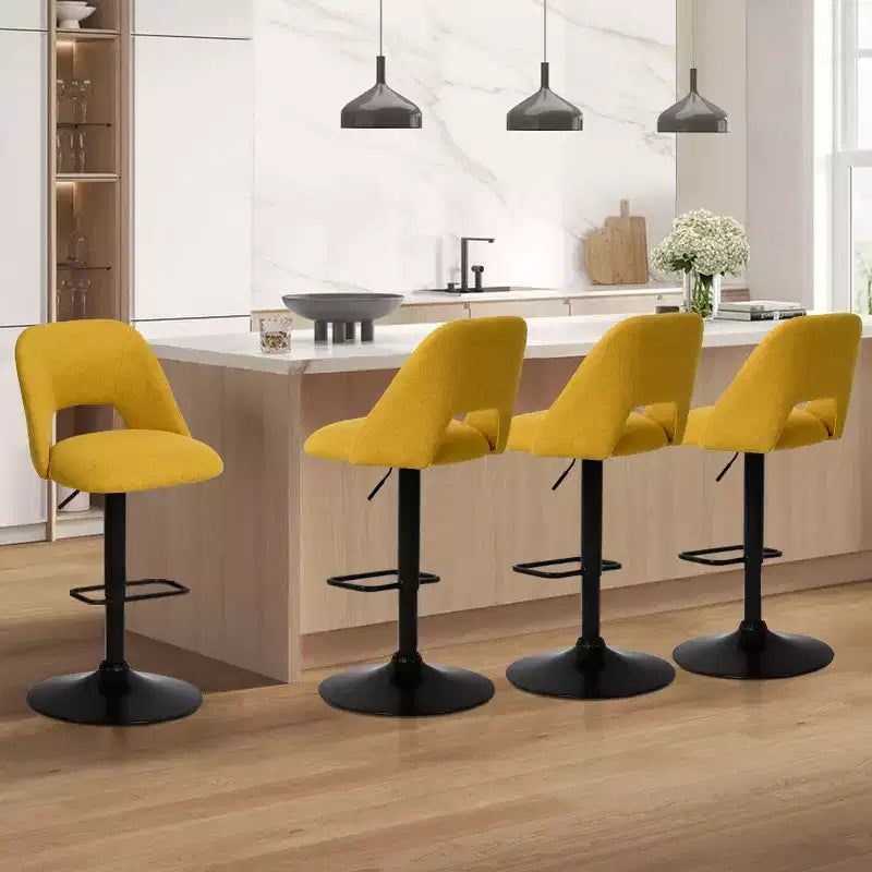 Lot de 2 tabourets de bar pivotants réglables, tabourets de comptoir rembourrés de 61 à 81 cm de hauteur avec dossiers et base noire - Panipeachy
