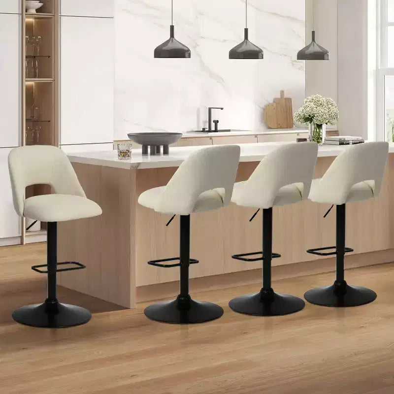 Lot de 2 tabourets de bar pivotants réglables, tabourets de comptoir rembourrés de 61 à 81 cm de hauteur avec dossiers et base noire - Panipeachy