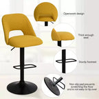 Lot de 2 tabourets de bar pivotants réglables, tabourets de comptoir rembourrés de 61 à 81 cm de hauteur avec dossiers et base noire - Panipeachy