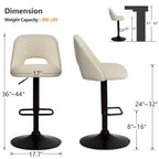 Lot de 2 tabourets de bar pivotants réglables, tabourets de comptoir rembourrés de 61 à 81 cm de hauteur avec dossiers et base noire - Panipeachy