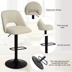 Lot de 2 tabourets de bar pivotants réglables, tabourets de comptoir rembourrés de 61 à 81 cm de hauteur avec dossiers et base noire - Panipeachy