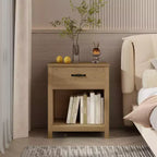 Table de chevet minimaliste avec tiroir et étagère ouverte, table de chevet moderne pour chambre ou salon-Panipeachy