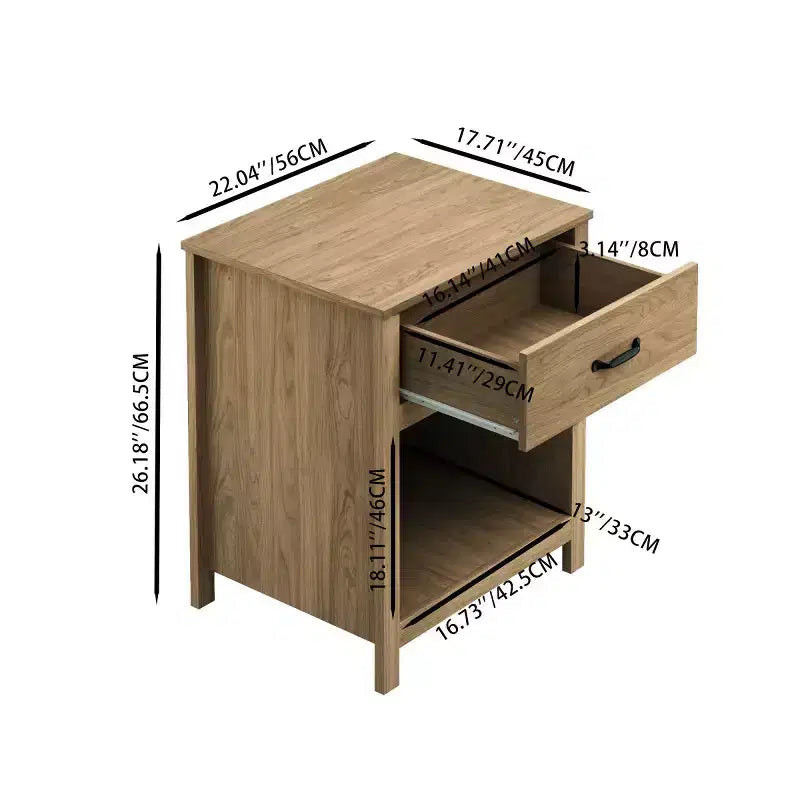 Table de chevet minimaliste avec tiroir et étagère ouverte, table de chevet moderne pour chambre ou salon-Panipeachy