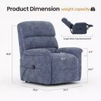 Fauteuil inclinable électrique avec massage, chauffage bi-zone et assistance au levage, dossier réglable, tissu velours pour salon, bureau