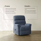 Fauteuil inclinable électrique avec massage, chauffage bi-zone et assistance au levage, dossier réglable, tissu velours pour salon, bureau