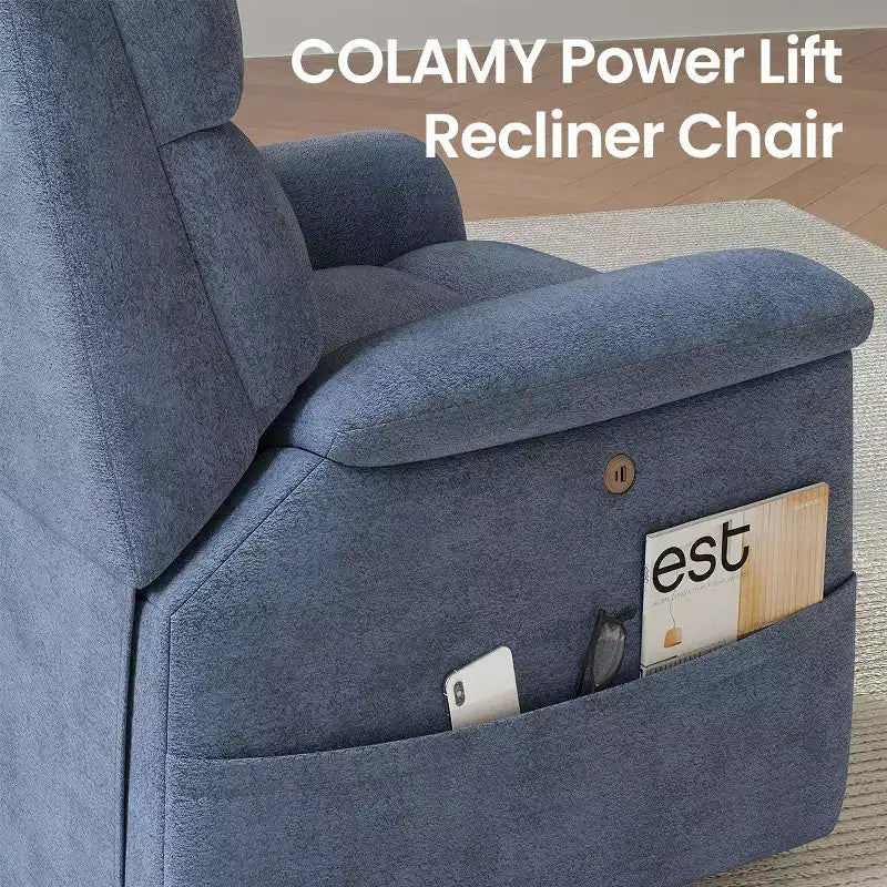 Fauteuil inclinable électrique avec massage, chauffage bi-zone et assistance au levage, dossier réglable, tissu velours pour salon, bureau