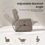 Fauteuil inclinable électrique avec massage, chauffage bi-zone et assistance au levage, dossier réglable, tissu velours pour salon, bureau