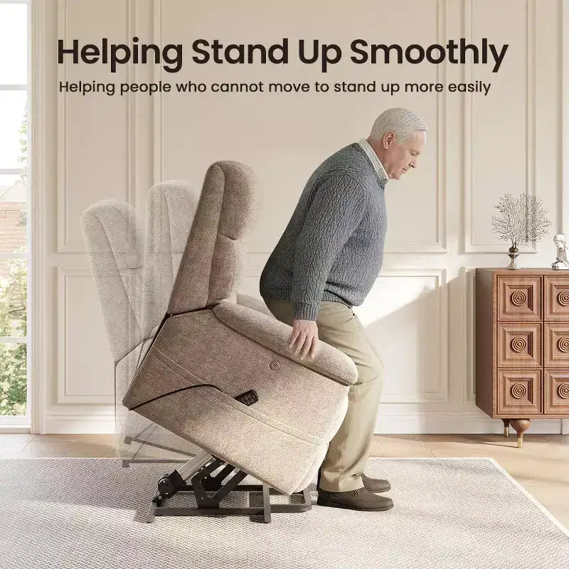 Fauteuil inclinable électrique avec massage, chauffage bi-zone et assistance au levage, dossier réglable, tissu velours pour salon, bureau