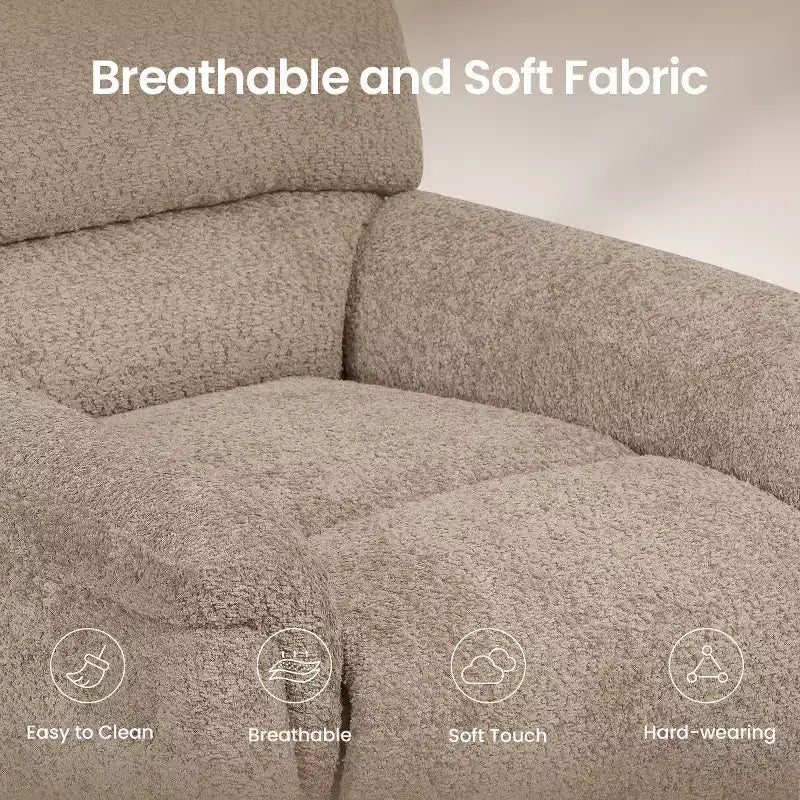 Fauteuil inclinable électrique avec massage, chauffage bi-zone et assistance au levage, dossier réglable, tissu velours pour salon, bureau