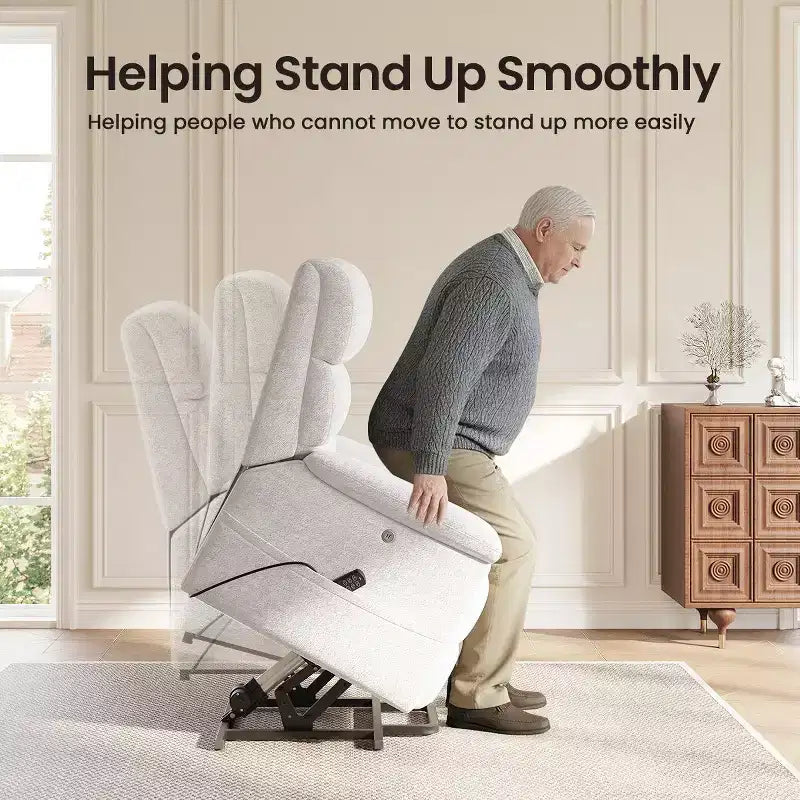 Fauteuil inclinable électrique avec massage, chauffage bi-zone et assistance au levage, dossier réglable, tissu velours pour salon, bureau