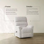 Fauteuil inclinable électrique avec massage, chauffage bi-zone et assistance au levage, dossier réglable, tissu velours pour salon, bureau