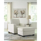 Pouf Ashley Ammon de la collection Signature Design, rembourrage en polyester cordé, ivoire