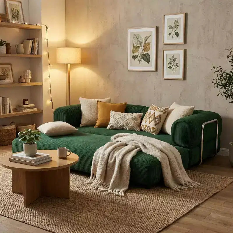 Canapé-lit convertible moderne FurnitureR avec couchage gigogne, canapé rembourré à assise profonde pour salon, chambre d'amis ou appartement